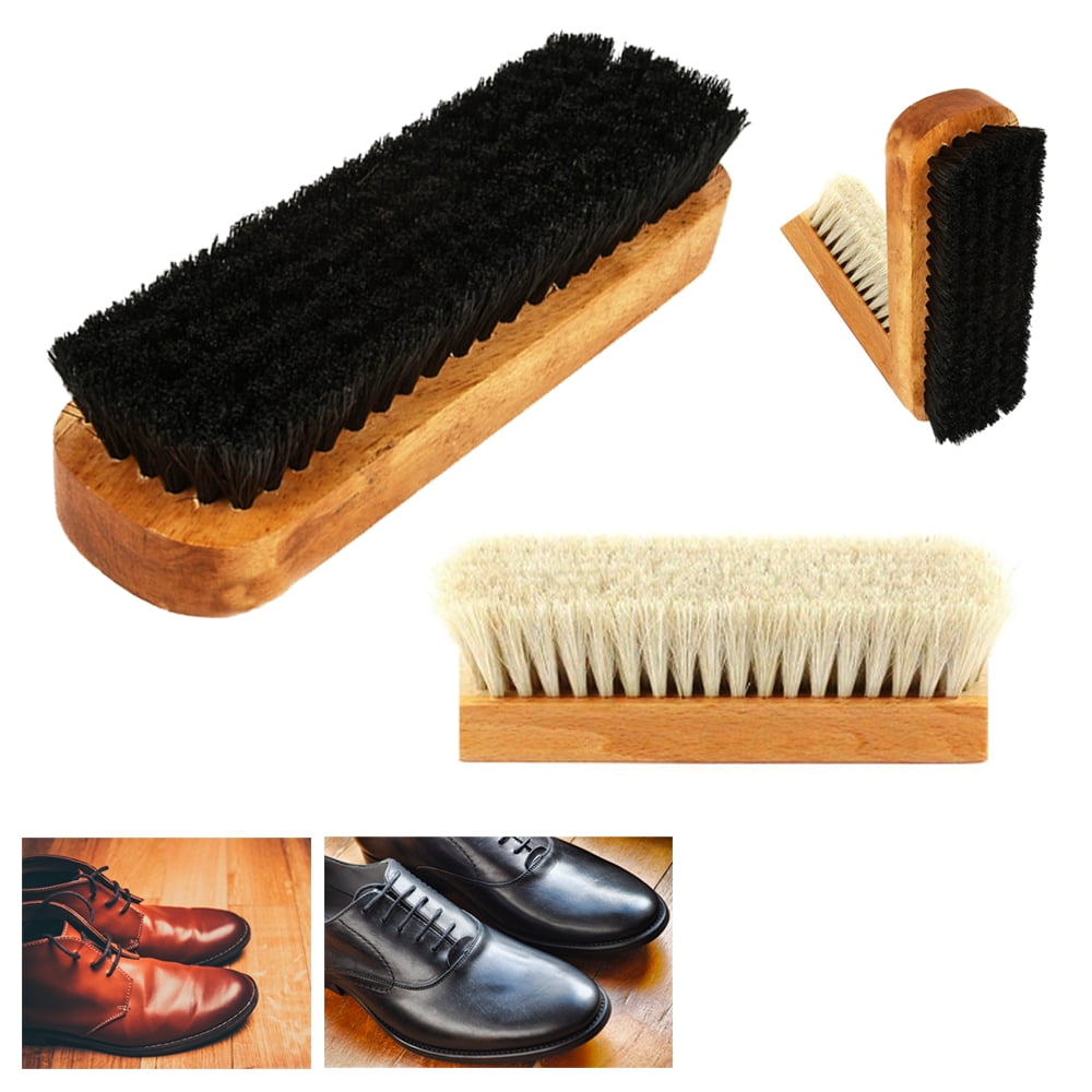 4X Wood Brush Shoe Shine Polish Applicator Buffing Boot Purse Care Clean Wax New - Walmart.com