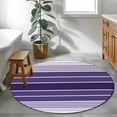 thumbnail image 4 of Purple Ombre Stripe Round Area Rug 4 FT, Non Slip Indoor Outdoor Rug, Farmhouse Striped Gradient Washable Soft Circular Carpet Non-Shedding Floor Mat for Coffee Table Nursery Foyer Balcony, 4 of 8