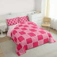 thumbnail image 3 of jejeloiu Geometric Plaid Grid Full Size Comforter Sets,Modern Geometric Checkered Bedding Comforter Set,Pink White Checkerboard Bedding Sets For Children,Microfiber Bedroom Decor Reversible,3 Pieces, 3 of 8