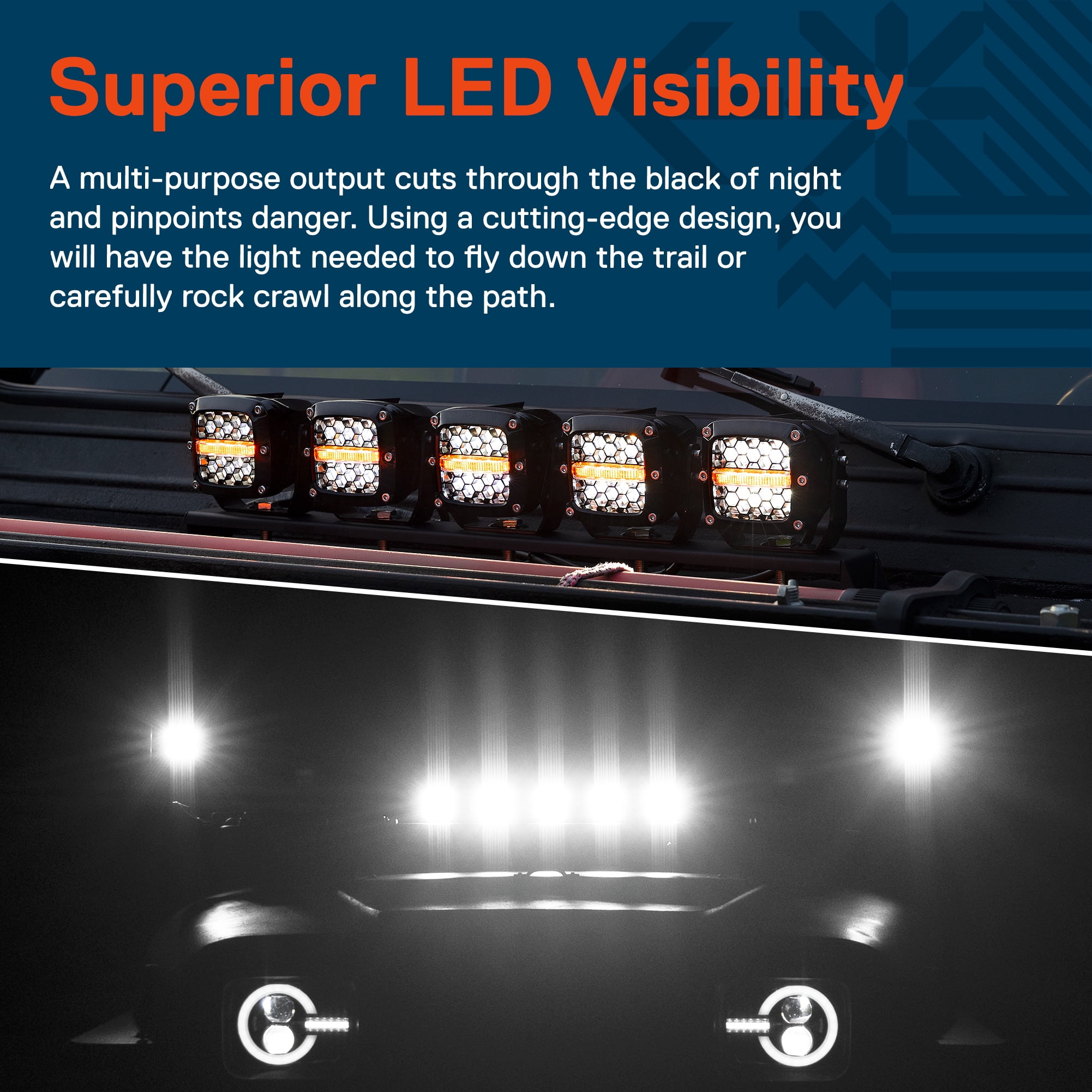 TRUE MODS 3" 120W Amber LED Pods Offroad Driving Light Cube [Amber Turn Signal Marker Light] Off-Road Lights for UTV ATV Jeep Wrangler Truck Pick-Up Auto - Chrome