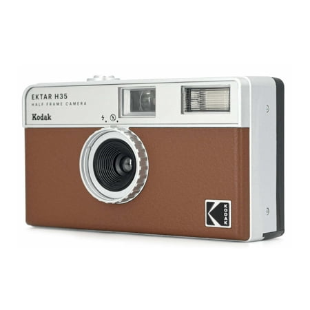 KODAK (コダック) フィルムカメラ インスタントカメラ EKTAR H35 ブラウン シンプル フラッシュ内蔵 屋外 室内 単4電池電源 簡単 Kodak エクター エイチ35 茶色