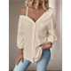 thumbnail image 5 of Blusa Asimétrica con Hombros Descubiertos y Larga Abotonada para Mujer, Color Albaricoque XL, 5 of 6