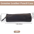 thumbnail image 2 of Leather Pencil Case Crazy Horse Large Capacity Genuine Leather Pencil Pouch Rectangular Portable Zippered Pen Cases with Zipper, 2 of 9