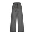 thumbnail image 4 of Linen Pants for Women with Elastic Waist and Drawstring, Solid Color Casual Trousers with Side Pockets for Daily Wear, 4 of 7