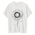 thumbnail image 5 of WREESH Loose Short Sleeve Printed T-Shirts Women's Oversized Casual Tops White, 5 of 5