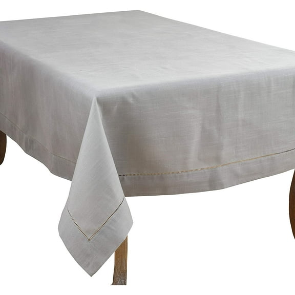 Fennco Styles Classic Hemstitched Design Border Tablecloth (84" Square Tablecloth)