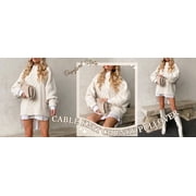 MOSHU Oversized Sweaters for Women Cable Knit Chunky Pullover Sweater