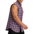 thumbnail image 5 of BLTIBY Men's Sleeveless Plaid Tank Tops Button Down Casual Cowboy Vest Shirts with Pockets Purple 3XL, 5 of 9