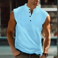 thumbnail image 2 of Men’s Button Down Solid Color Summer Tank Top Sleeveless Wide Shoulder Slim Fit, 2 of 5