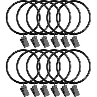 20 Pack Rustproof Curtain Rings with Strong Clips, 2 Inch Inner Diameter