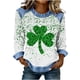 thumbnail image 3 of TaTaai 2026 Spring St Patrick Day Solid Color Top for Women Long Sleeve Patchwork Round Neck Casual Blouse Soft Comfy Shirt Daily Holiday Celebration Outfits Gift, 3 of 5