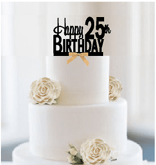 Item 025ctgr Happy 25th Birthday Elegant Cake Decoration Topper With Gold Bow Walmart Com
