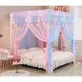 thumbnail image 3 of Cortinas de cama con dosel Mengersi Rainbow con luces para cama doble, 3 of 7