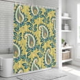 thumbnail image 6 of Yellow Teal Boho Botanical Shower Curtain, Waterproof Shower Curtains for Bathroom, Southwestern Leaves Ethnic Tribal Washable Fabric Bathtub Curtain Set Bath Decor with 12 Hooks Long 72"x84", 6 of 8