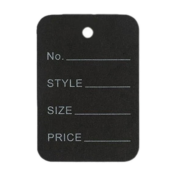 100Pcs Price Tags, 2x1.4in Clothing Price Labels Blank Merchandise Marking Tags Marking Tag with No/Style/Size/Price Fields Perforated Hangable Paper for Mall Retail Store Warehouse(Black,2x1.4")