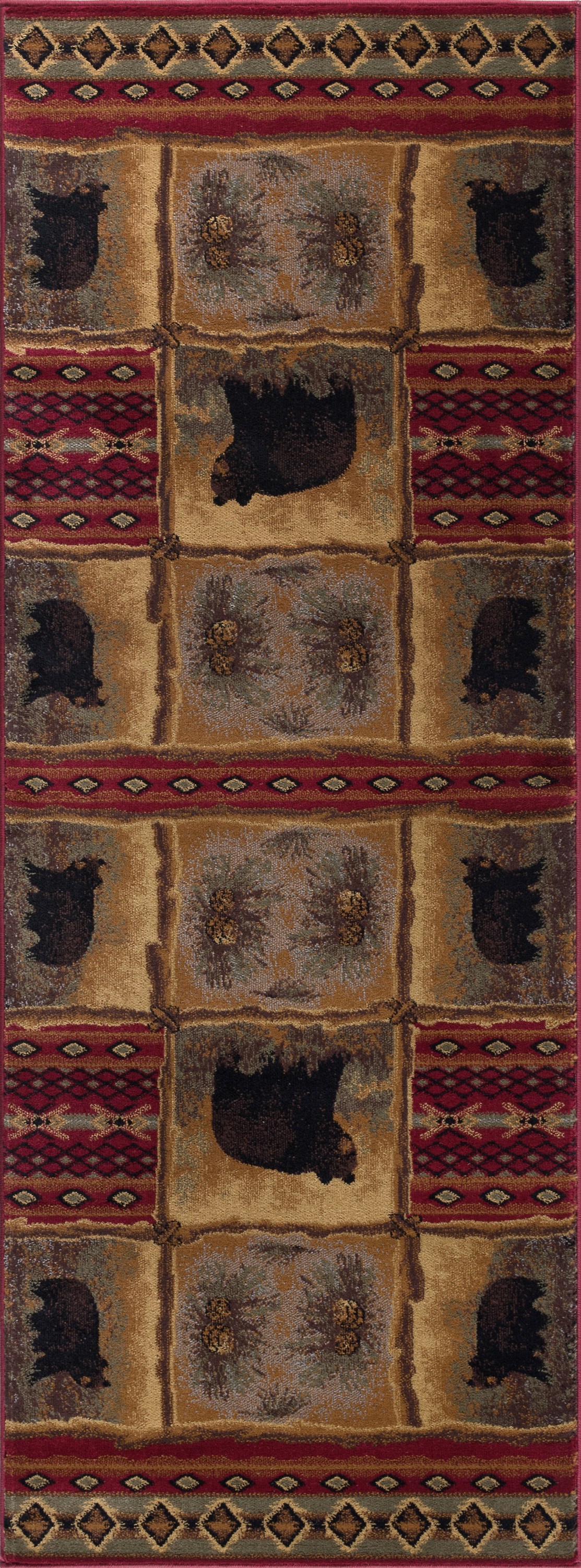 Nature Novelty 2.7' x 10' Red and Beige Polypropylene Indoor Area Rug
