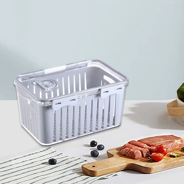 Vrorvz Fridge Organizer Food Storage Bins with Lids for Refrigerator Fruit and Vegetable Fresh Space Saving Stackable Design with Drainage and Freshness Tracker