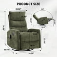 thumbnail image 7 of HSUNNS 360° Swivel Rocker Recliner Chair with Heat Massage, Chenille Manual Single Rocker Sofa Recliner Chair with Side Pockets for Living Room Home Theater, Green, 7 of 7