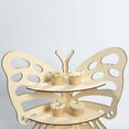 thumbnail image 4 of Efavormart 3-Tier Natural Butterfly Wooden Cupcake Stand, Rustic Dessert Display Stand Shelf Rack - 24", 4 of 11