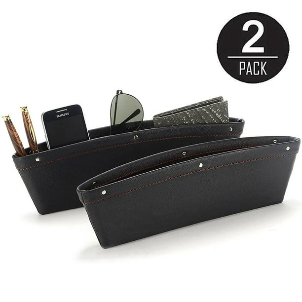 2 Pack Pu Leather Catch Caddy Car Seat Console Gap Filler Side