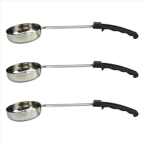 3X Cuchara de Salsa para Untar de Pizza Manejar de Goma Cuchara de Cocina de Fondo Plano Cuchara de Cocina de Acero Inoxidable Cuchara de Sopa para Mezclar y Medir -6 Oz