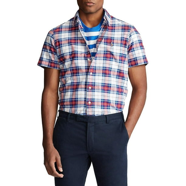 Permanent Daarbij Moreel Polo Ralph Lauren Men's Classic-Fit Short-Sleeve Plaid Oxford Sport Shirt-Medium  - Walmart.com