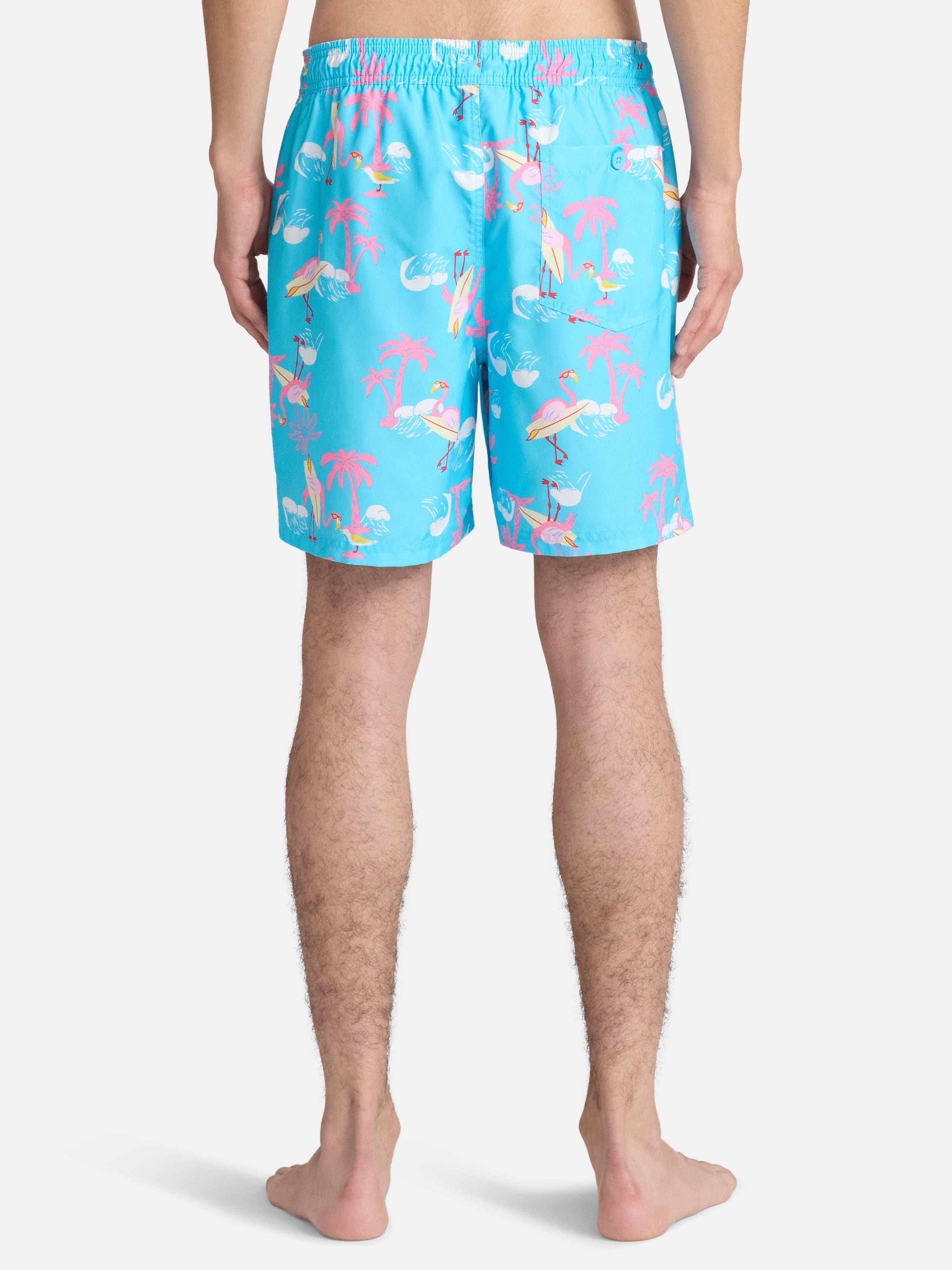 No Boundaries Elastic Waist Swim Shorts, 6" Inseam, Men's & Big Men's