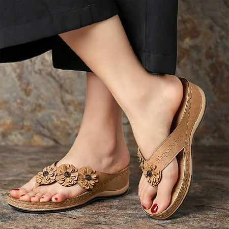 

Egmy Stretch Orthotic Slide Sandals Cross Sandals Woven Beach Wedge Slippers Shoes