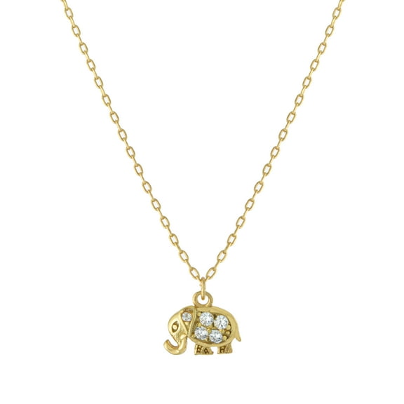 Marisol & Poppy CZ Elephant Necklace in Gold over Sterling Silver for Women, Teen