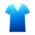 thumbnail image 4 of Summer Short Sleeve T Shirts for Women Floral Crochet Lace Trim V Neck Tunic Tops Casual Loose Blouses Tee Shirts, 4 of 5