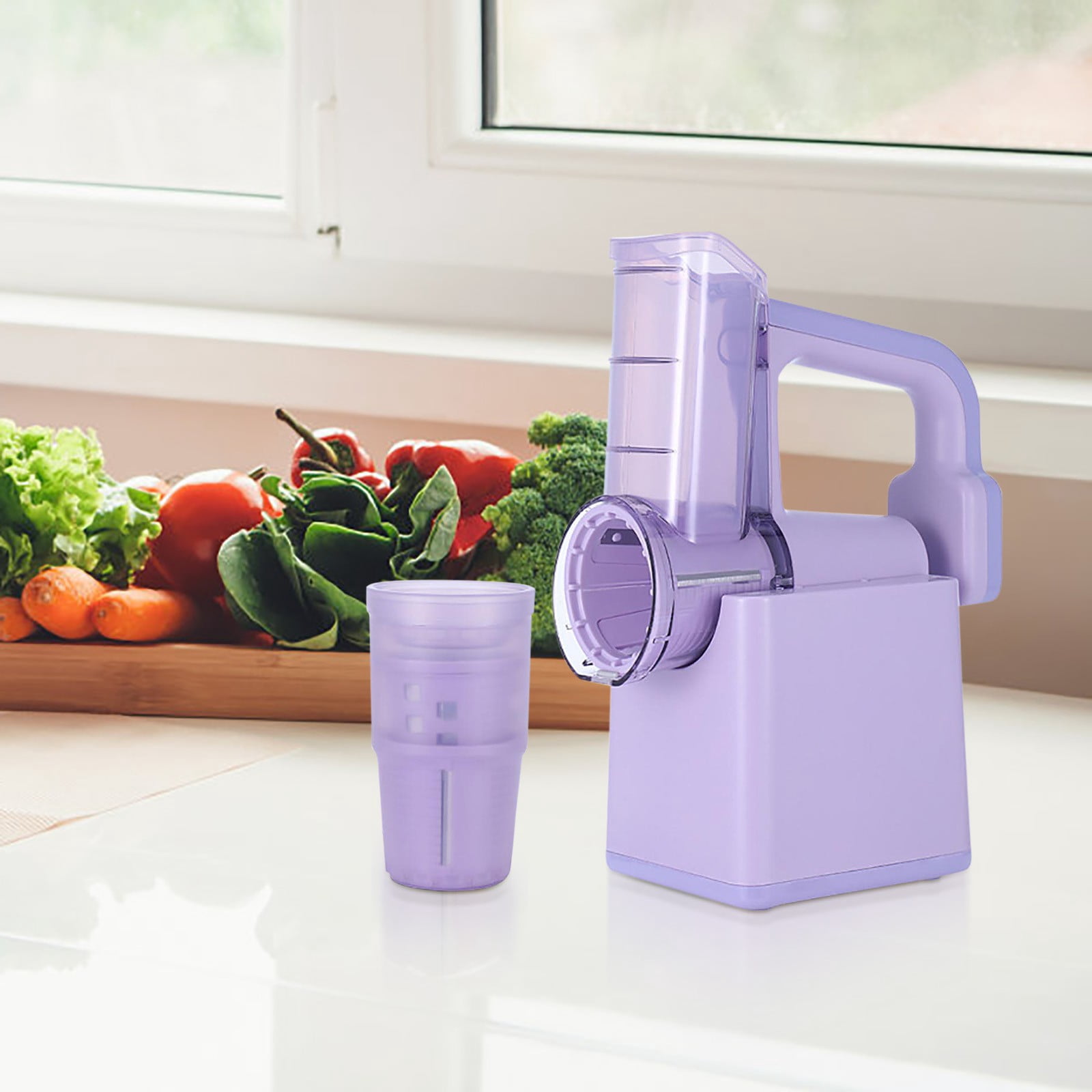 Multicolor Electric Vegetable Chopper with Holder Tray, Multi-Functional Electric Vegetable Cutter Cheese Slicer Shredding, Vegetable Slicer Food Processor, Veggie Food Cutter, Useful Kitchen Gadget