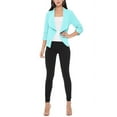 thumbnail image 5 of Women's Elegant Draped Blazer Casual Open Front 3/4 Sleeve Jacket, 5 of 6