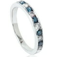 thumbnail image 4 of Pompeii 1/2ct Blue & White Diamond Channel Set Wedding Ring 14K White Gold (Blue,SI2), 4 of 4