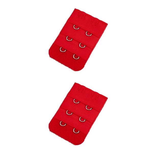 Guardurnaity Correa de extensión Sujetador Extensor Hebilla 2 Ganchos Sujetador Accesorios transpirables Reemplazo ajustable 3 filas Ropa interior roja rojo 2piezas Guardurnaity CBP460445