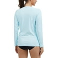 thumbnail image 3 of QPNGRP Women's Long Sleeve Rash Guard with Pockets UPF 50+ SPF Dry Fit UV Protection Shirt for Swim Hiking Workout Iceblue, 3 of 8