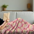 thumbnail image 3 of Oriental Soft Flannel Fleece Throw Blanket, Continuous Pattern of Mandala Inspired Ornate, Cozy Plush for Indoor and Outdoor Use, 50" x 60", Pastel Pink Marigold, by Ambesonne, 3 of 5