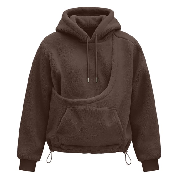 FUZHIQ Womens Cat Dog Carrier Hoodie Pet Pouch Sweatshirt Kangaroo Pocket Round Opening Hooded Pullover Top