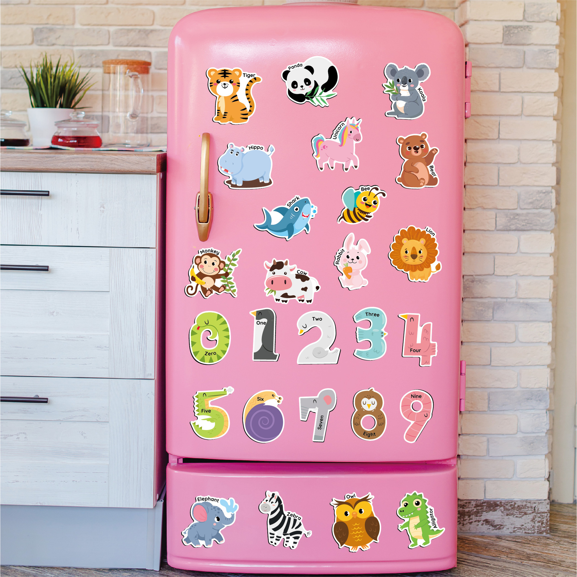 Wooden Fridge Magnets for Toddlers – 38Pcs Cute A-Z Animals & Numbers, Large Refrigerator Animals Magnets Set for Kids, Preschool Learning Full Back Magnetic Refrigerator Magnets for Ages 2+