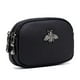 thumbnail image 1 of Monedero de piel auténtica para mujer, minibilletera, tarjetero con doble cremallera, color negro, 1 of 3