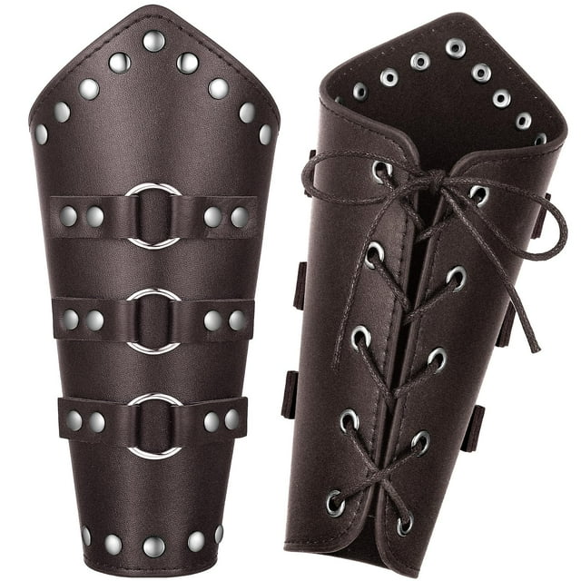 Protector de brazos de piel sintética para cosplay vikingo medieval