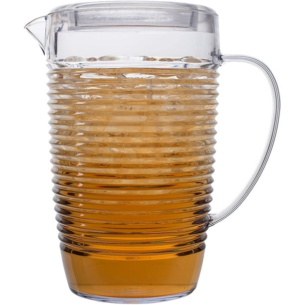 Break Resistant Clear Plastic Pitcher with Lid for Iced Tea, Sangria
