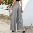 thumbnail image 6 of Lenpel Palazzo Pants for Women Elastic High Waisted Pull on Wide Leg Lounge Pants Baggy Casual Trousers with Pockets(Gray,Small), 6 of 7