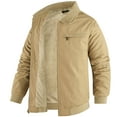 thumbnail image 5 of Dagegui Men's Fleece Lined Jackets Winter Warm Full Zip Up Bomber Jacket Fall Waterproof Varsity Coats with Pockets Khaki M, 5 of 8