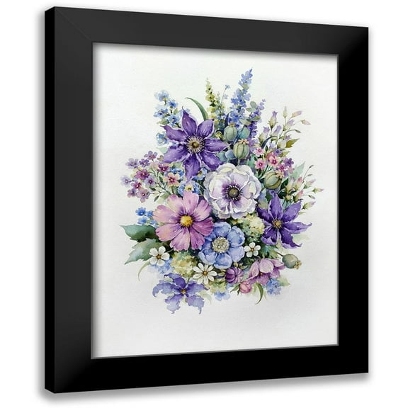 Vavilina, Elena 12x14 Black Modern Framed Museum Art Print Titled - Bouquet of Blue Flowers