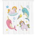 thumbnail image 3 of Ambesonne Narwhal Shower Curtain, Colorful Rainbow Animal, 69"Wx75"L, Multicolor, 3 of 3