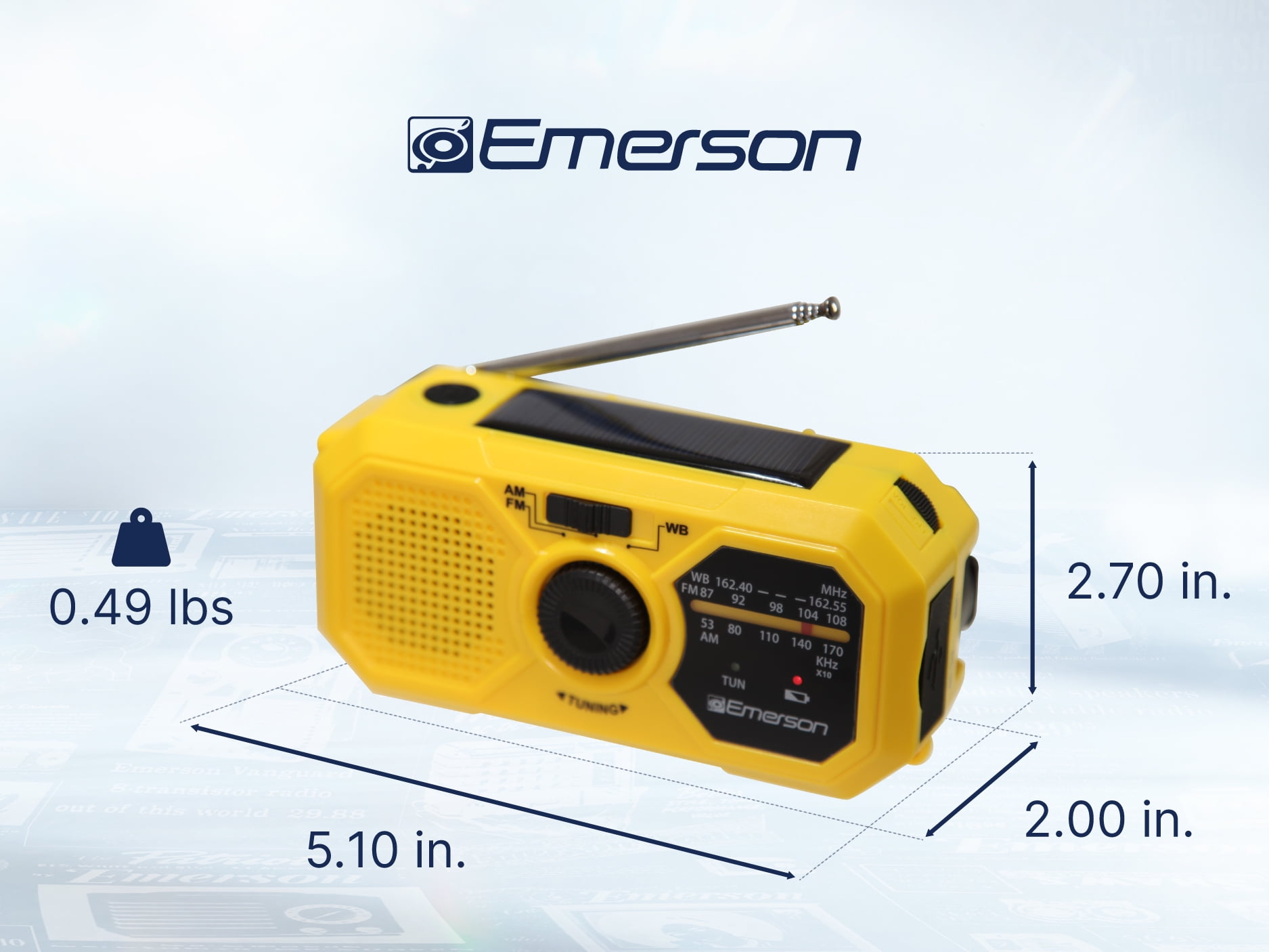 Emerson ER-7050 Emergency AM/FM Radio with Weather Band and Power Bank, Yellow