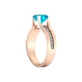 thumbnail image 3 of 14K Rose Gold 4.20 ctw Blue Topaz Ring with Diamonds Bridge Channel set Princess, 3 of 7
