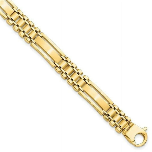 Primal Gold 14 Karat Two Tone Polished and Satin 8.5 Inch Men's Link Bracelet