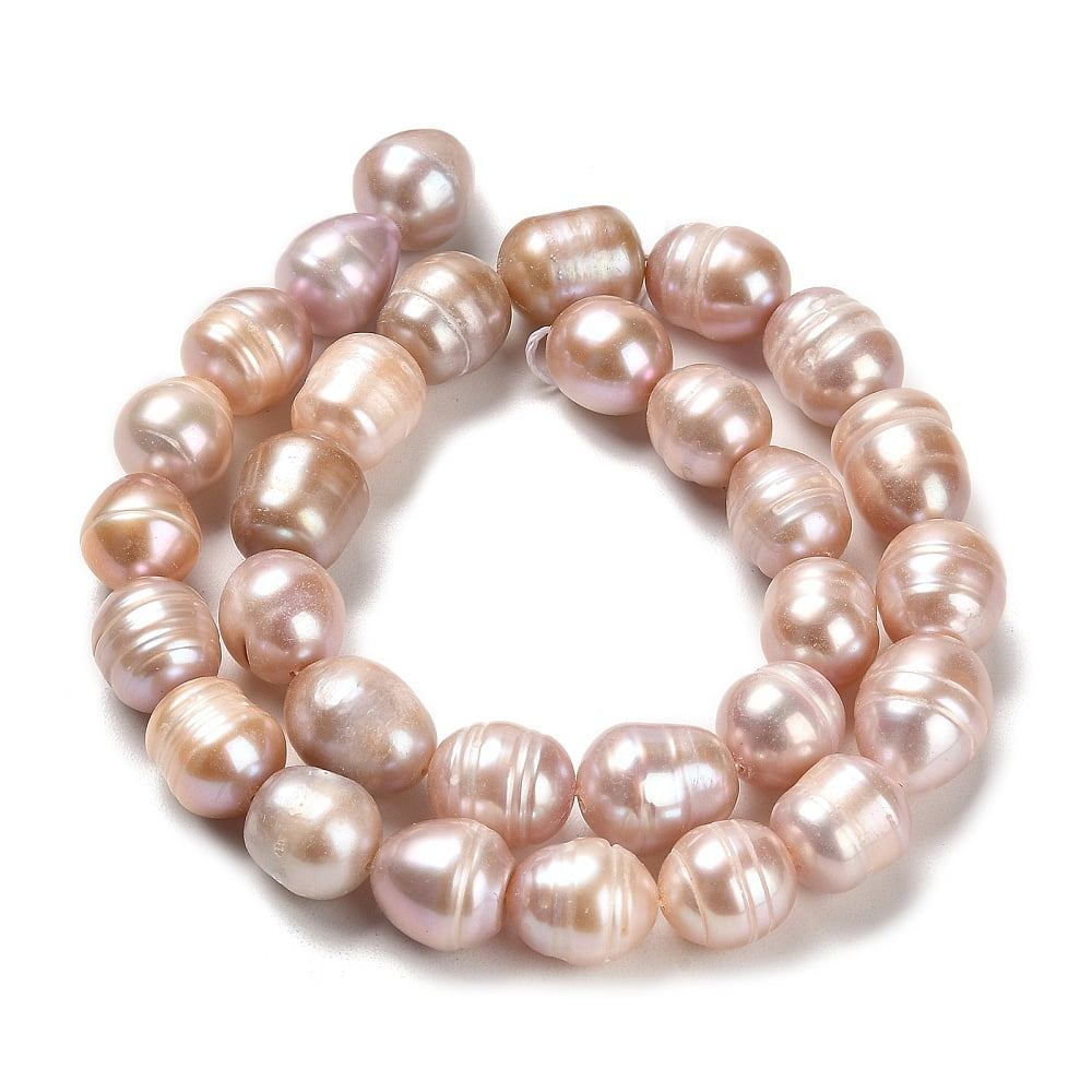 1Strand Natural Cultured Freshwater Pearl Beads Strands Rice Grade AB Rosy Brown 12~14x11~12mm Hole: 0.6mm about 29~31pcs/strand 14.57~14.96''(37~38cm)