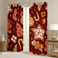 thumbnail image 2 of Manfei Cute Gingerbread Man Black Out Curtains for Kid, Red Brown Christmas Curtains Pack of 2 (42x63 Each), Xmas Tree Stars Gifts Bedroom Curtains, Window Curtains Bedroom Decor, 2 of 6